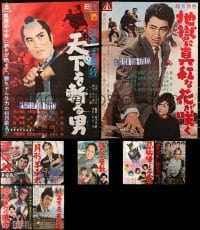 8h300 LOT OF 9 FORMERLY TRI-FOLDED JAPANESE B2 POSTERS WITH ENGLISH SUB-TITLES SNIPES 1960s images from a variety of movies!
