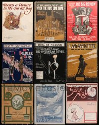 8h147 LOT OF 9 WORLD WAR I 10.5X13.25 SHEET MUSIC 1910s patriotic songs with great cover images!