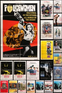 8h186 LOT OF 22 FOLDED POLICE ONE-SHEETS 1960s-1990s a variety of great crime movie images!