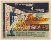 8j006 4D MAN TC 1959 best special effects art of Robert Lansing walking through wall of stone!