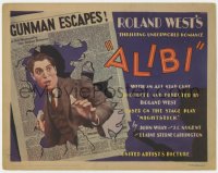 8j015 ALIBI TC 1929 Chester Morris uses his girlfriend to escape murder charges, newspaper art!