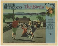 8j417 BIRDS LC #4 1963 Alfred Hitchcock classic, terrified villagers flee down city road!