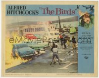 8j418 BIRDS LC #8 1963 Alfred Hitchcock classic, cars on fire caused by bird attack, people panic!