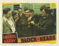 8j423 BLOCK-HEADS LC 1938 Stan Laurel is given medal for doing his duty for 20 years after the war!