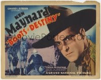 8j038 BOOTS OF DESTINY TC 1937 super c/u of cowboy Ken Maynard & kneeling by his horse Tarzan!