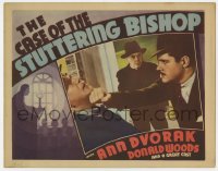8j460 CASE OF THE STUTTERING BISHOP Other Company LC 1937 Donald Woods as Perry Mason punching guy!