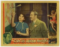 8j473 CIRCUS QUEEN MURDER LC 1933 Adolphe Menjou & Ruthelma Stevens look at knife stuck in map!