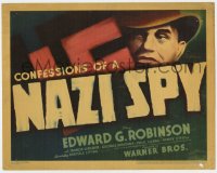 8j055 CONFESSIONS OF A NAZI SPY TC 1939 great moody art of Edward G. Robinson by swastika!