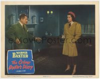 8j486 CRIME DOCTOR'S DIARY LC #5 1949 Lois Maxwell gets the drop on Warner Baxter reaching for gun!