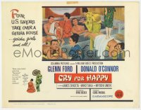 8j064 CRY FOR HAPPY TC 1960 Glenn Ford & Donald O'Connor take over a geisha house & the girls too!