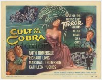 8j066 CULT OF THE COBRA TC 1955 artwork of sexy Faith Domergue & giant cobra snake!