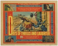 8j070 DAYS OF THRILLS & LAUGHTER TC 1961 Charlie Chaplin, Laurel & Hardy, cool train chase art!