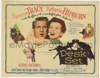 8j073 DESK SET TC 1957 Spencer Tracy & Katharine Hepburn make the office a wonderful place!