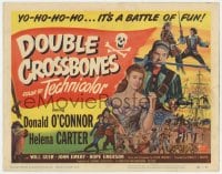 8j081 DOUBLE CROSSBONES TC 1951 pirate Donald O'Connor, pretty Helena Carter, it's a battle of fun!