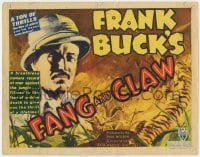 8j096 FANG & CLAW TC 1935 great art of Frank Buck surrounded by India's jungle animals, rare!