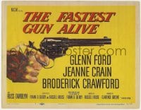 8j097 FASTEST GUN ALIVE TC 1956 Glenn Ford, cool close up art of hand holding six-shooter!