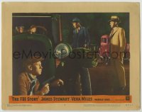 8j565 FBI STORY LC #4 1959 killer w/ gun hides as detective Jimmy Stewart questions couple in car!