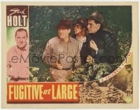 8j586 FUGITIVE AT LARGE LC 1939 close up of Jack Holt with gun drawn by two other men!