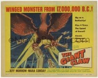 8j111 GIANT CLAW TC 1957 great art of winged monster from 17,000,000 B.C. destroying city!