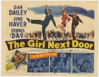 8j118 GIRL NEXT DOOR TC 1953 artwork of Dan Dailey, sexy June Haver & Dennis Day all dancing!