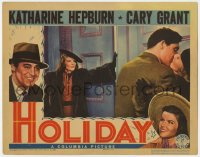 8j634 HOLIDAY LC 1938 Katharine Hepburn walks in on Cary Grant in passionate embrace!