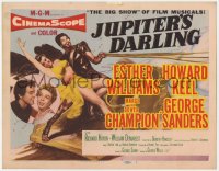 8j159 JUPITER'S DARLING TC 1955 great art of sexy Esther Williams & Howard Keel on chariot!