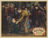 8j705 MAN OF THE FOREST LC 1933 crowd watches cowboy Randolph Scott beating up Noah Beery!