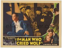 8j707 MAN WHO CRIED WOLF LC 1937 Tom Brown in jail cell & Lewis Stone with police!