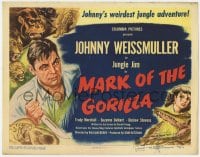 8j196 MARK OF THE GORILLA TC 1951 Johnny Weissmuller's weirdest jungle adventure, cool art!