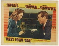 8j720 MEET JOHN DOE LC R1940s great c/u of smiling Barbara Stanwyck & Gary Cooper, Frank Capra!