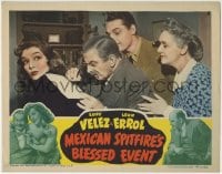 8j726 MEXICAN SPITFIRE'S BLESSED EVENT LC 1943 Leon Errol signs paper on Lupe Velez's back!