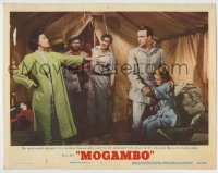 8j731 MOGAMBO LC #7 1953 Ava Gardner has an alibi ready for Grace Kelly, who shot Clark Gable!