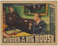 8j742 MURDER IN THE BIG HOUSE LC 1942 bad guy with gun talks to man with lighter sitting at desk!