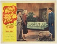 8j743 MURDER WITHOUT TEARS LC 1953 Craig Stevens stares at Benedict holding gun on Joyce Reynolds!
