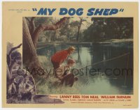 8j747 MY DOG SHEP LC #5 1946 great image of kids Lanny Rees & Janet Chapman fishing in pond!