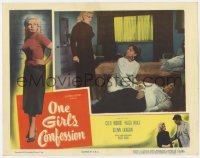 8j776 ONE GIRL'S CONFESSION LC 1953 sexy Cleo Moore & Ellen Stansbury over dead Hugo Haas!