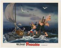 8j802 PINOCCHIO LC R1978 Disney classic cartoon, close up with Gepetto & Figaro on raft!