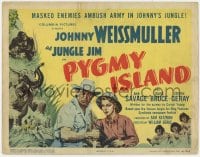 8j249 PYGMY ISLAND TC 1950 art of Johnny Weissmuller as Jungle Jim with Ann Savage in pith helmet!