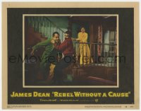 8j828 REBEL WITHOUT A CAUSE LC #2 1955 bad teen James Dean grabs dad Backus as scared mom watches!