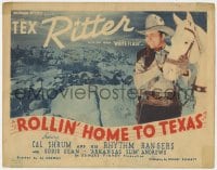 8j266 ROLLIN' HOME TO TEXAS TC 1940 c/u of singing cowboy Tex Ritter & his horse White Flash!