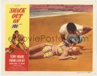 8j868 SHACK OUT ON 101 LC 1956 sexy Terry Moore unconscious in bikini on beach!
