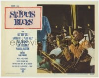 8j891 ST. LOUIS BLUES LC #5 1958 great close up of Nat King Cole playing trumpet with band!