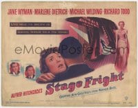 8j291 STAGE FRIGHT TC 1950 Marlene Dietrich, Jane Wyman, Richard Todd, Alfred Hitchcock!