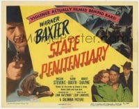 8j293 STATE PENITENTIARY TC 1950 close up of Warner Baxter with gun, actually filmed behind bars!