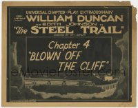 8j295 STEEL TRAIL chapter 4 TC 1923 Universal railroad serial, train art, Blown off the Cliff, rare!