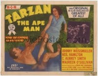 8j304 TARZAN THE APE MAN TC R1954 great image of Johnny Weismuller & Maureen O'Sullivan!