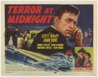 8j310 TERROR AT MIDNIGHT TC 1956 Scott Brady, Joan Vohs, film noir, cool car crash art!
