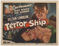8j313 TERROR SHIP TC 1954 William Lundigan, Naomi Chance, excitement rocks the screen!