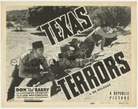 8j321 TEXAS TERRORS TC R1950 Don Red Barry & other cowboys w/ guns drawn taking cover behind rock!