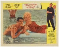 8j918 THAT TOUCH OF MINK LC #2 1962 c/u of barechested Cary Grant & Doris Day in swimming pool!